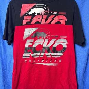 Eckō Unltd. Men's Colorblock Graphic Rhino T-Shirt Red Black Size Small